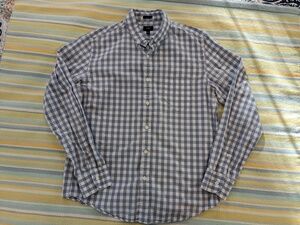 ⭐ J. Crew Slim Blue Gray/White plaid gingham button down Large